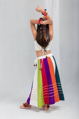 Navratri girls lehenga choli set | rayon cotton multi kali gota patti garba wear 3