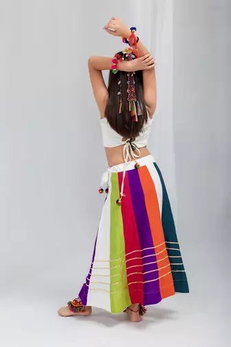 Navratri girls lehenga choli set | rayon cotton multi kali gota patti garba wear