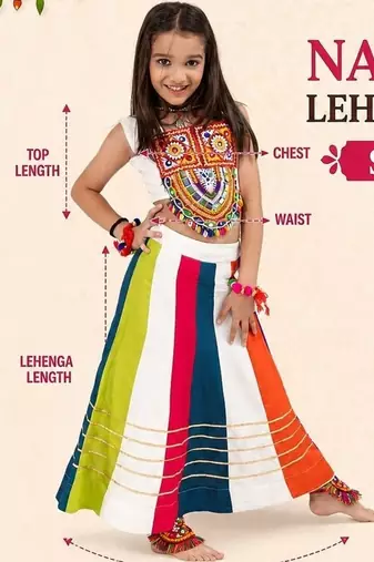 Navratri girls lehenga choli set | rayon cotton multi kali gota patti garba wear