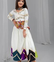 Off white navratri girls lehenga choli | rayon cotton gota patti mirror work