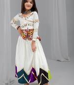 Off white navratri girls lehenga choli | rayon cotton gota patti mirror work