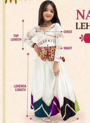 Off white navratri girls lehenga choli | rayon cotton gota patti mirror work 5