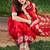 Red color georgette embroidered saree with un-stitched blouse
