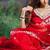 Red color georgette embroidered saree with un-stitched blouse