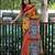 Yellow-white color linen cotton durga pooja sarees