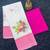 white & pink color linen printed zari border sarees