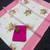 white & pink color linen printed zari border sarees