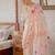 white & pink orange color linen printed zari border sarees
