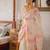 white & pink orange color linen printed zari border sarees
