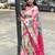 white pink sky blue color linen digital printed zari border sarees
