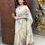 White blue color linen cotton digital printed saree