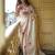 white & red color linen printed lace border sarees