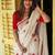 white & red color linen printed lace border sarees