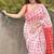 white & red color linen digital printed durga pooja sarees