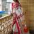 white & red color linen digital printed durga pooja sarees