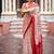 white & red color linen digital printed durga pooja sarees