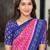 blue pink  color linen digital print saree