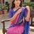 blue pink  color linen digital print saree