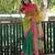green  color linen durga pooja sarees