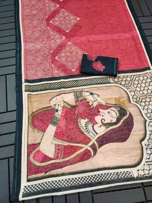 red white color linen durga pooja sarees 2