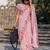 pink color linen digital printed saree with running print blouse