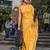 yellow color linen digital printed saree with running print blouse