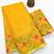yellow color linen digital printed saree with running print blouse