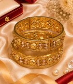 Rajwadi Floral Stone Work Openable Bangles