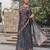black color linen digital printed saree with running print blouse