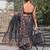 black color linen digital printed saree with running print blouse