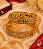 Rajwadi Multicolor Stone Filigree Openable Bangles