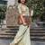 pista green color linen digital printed saree with running print blouse