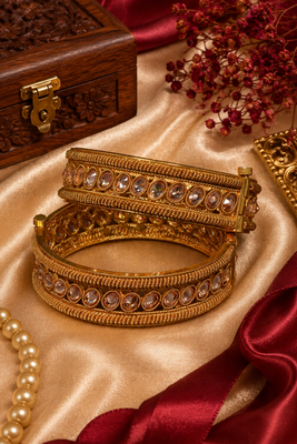 Rajwadi Crystal Stone Filigree Openable Bangles 1