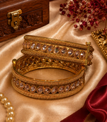 Rajwadi Crystal Stone Filigree Openable Bangles