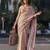 peach color linen digital printed saree with running print blouse