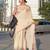 cream color linen digital printed saree with running print blouse