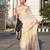 cream color linen digital printed saree with running print blouse