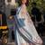 blue color linen digital printed saree with running print blouse