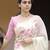 white pink color linen flower printed sarees