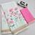 white pink color linen flower printed sarees