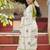 white green color linen flower printed sarees