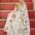 white green color linen flower printed sarees