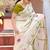 white green color linen flower printed sarees
