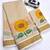 light chiku color yellow flower printed linen sarees