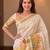 light chiku green yellow  flower printed linen sarees