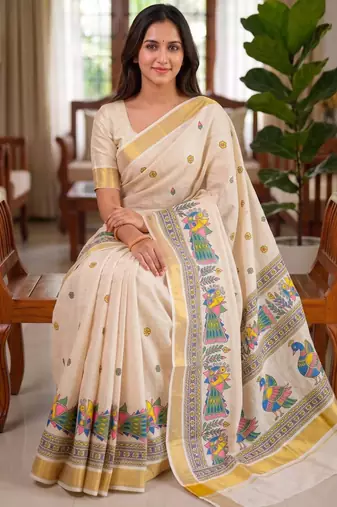 light chiku  digital printed linen sarees