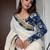 white blue color linen digital printed saree