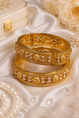 Rajwadi Floral Stone Work Openable Bangles 2