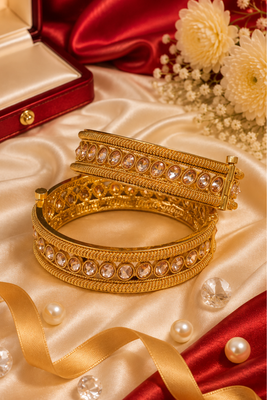 Rajwadi Crystal Stone Filigree Openable Bangles 3