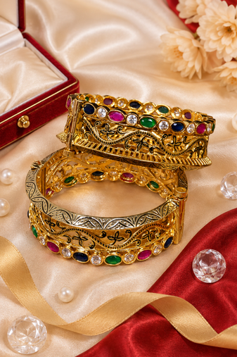 Imperial Multicolor Stone Openable Premium Bangles